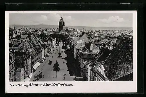 AK Straubing, Blick über den Theresienplatz auf den Wasserturm