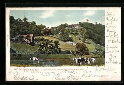 AK Volmarstein a. d. Ruhr, Teilansicht von der Haltestelle Volmarstein-Burg aus gesehen