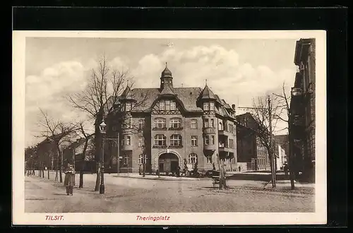 AK Tilsit, Strassenpartie am Theringplatz