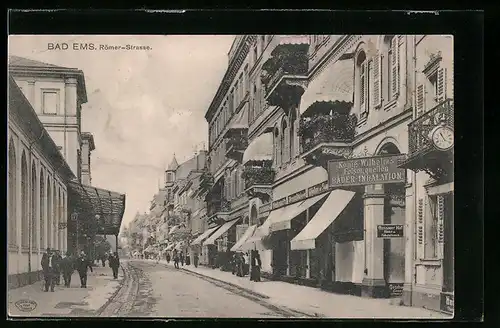 AK Bad Ems, Römer-Strasse mit Geschäften