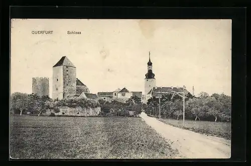 AK Querfurt, Panorama mit Schloss und Kirche