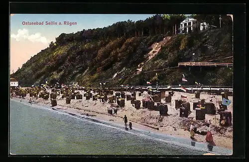 AK Sellin /Rügen, Strandpartie aus der Vogelschau