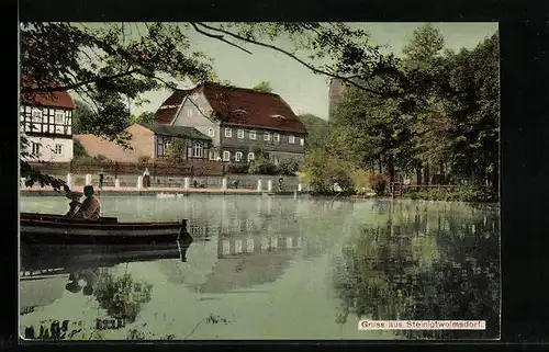 AK Steinigtwolmsdorf, Teilansicht vom Wasser aus