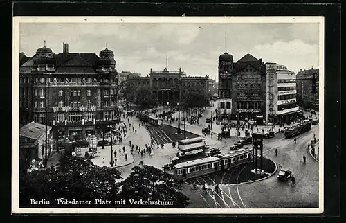 AK Berlin-Tiergarten, Potsdamer Platz mit Strassenbahn