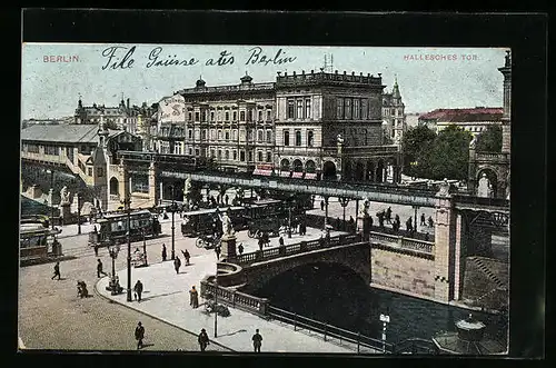 AK Berlin, Strassenbahn am Halleschen Tor