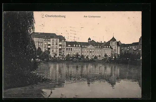 AK Berlin, Charlottenburg, Häuserfront am Lietzensee