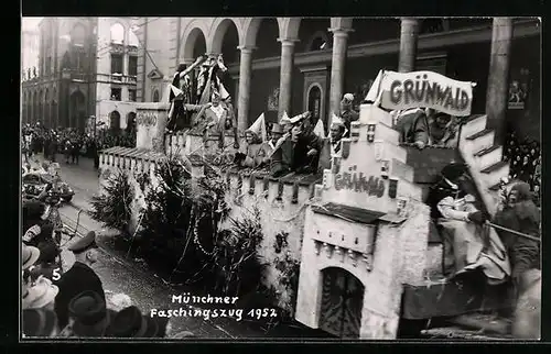 AK München, Faschingszug 1952-Darstellung Grünwald