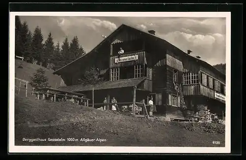 AK Oberstdorf, Berggasthaus Sesselalm, Teilansicht