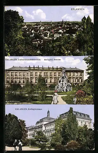 AK Erlangen, Universitätsbibliothek, Kollegienhaus und Ortsmotiv