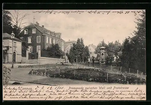 AK Lennep, Promenade zwischen Wall und Poststrasse