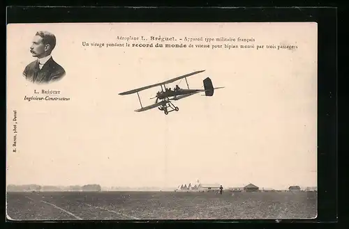 AK Aèroplane L. Bréguet, Apparail type militaire francais, Flugzeug