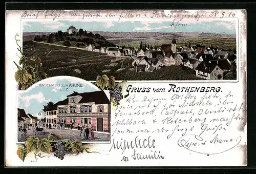 Lithographie Rothenberg, Gasthaus zur Krone, Teilansicht