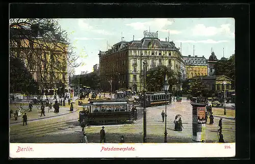 AK Berlin-Tiergarten, Strassenbahn am Potsdamerplatz