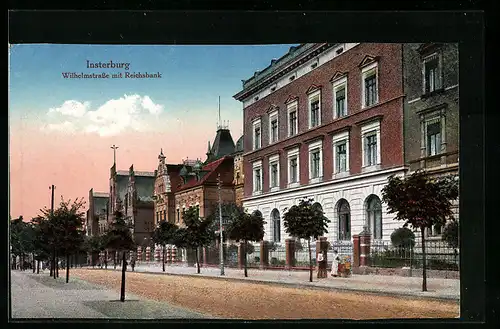 AK Insterburg, Wilhelmstrasse mit Reichsbank