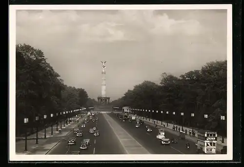 AK Berlin-Tiergarten, Charlottenburger Chaussee und Siegessäule