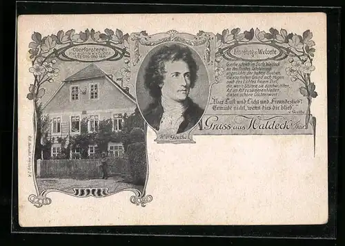AK Waldeck i. Thür., Oberförsterei, hier wohnte Goethe zwischen 1775 und 1826 während einiger Aufenthalte