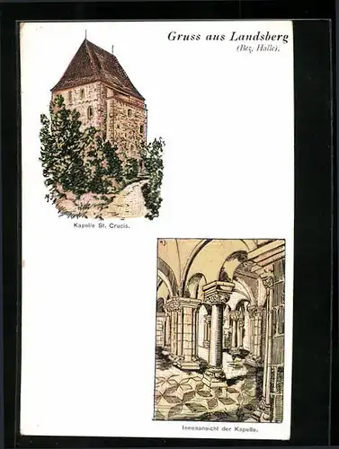 Künstler-AK Landsberg, Kapelle St. Crucis