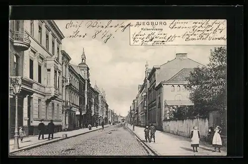 AK Siegburg, Kaiserstrasse mit Passanten und Kindern