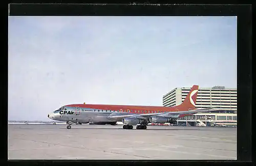 AK Flugzeug DC-8 der CP Air auf dem Landeplatz