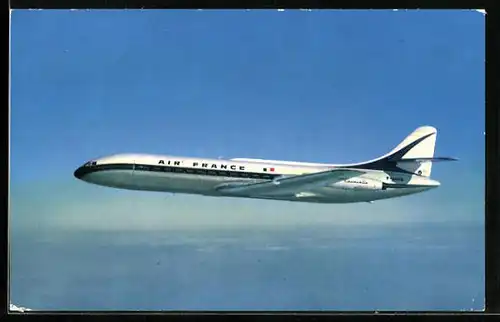 AK Flugzeug Caravelle der Air France in der Luft