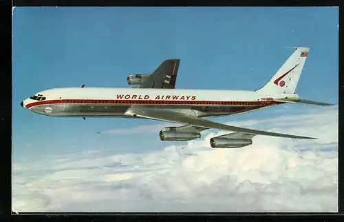 AK Flugzeug A 707 der World Airways in der Luft