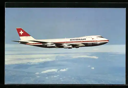 AK Flugzeug der Swissair Boeing 747 B in der Luft