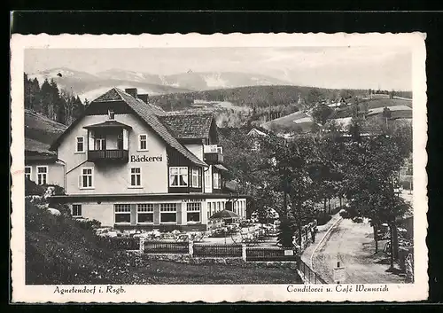 AK Agnetendorf i. Rsgb., Konditorei und Cafe Wennrich