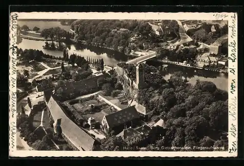 AK Halle /Saale, Burg Giebichenstein vom Flugzeug aus