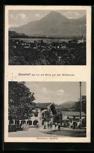 AK Nussdorf am Inn, Schneider`s Gasthof, Panorama