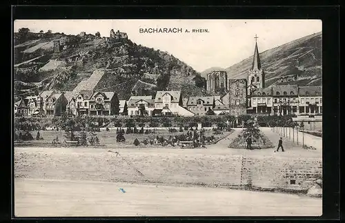 AK Bacharach am Rhein, Ortsansicht vom Fluss aus gesehen