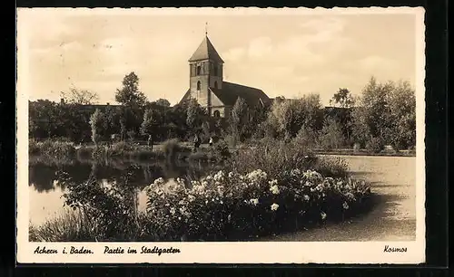 AK Achern i. Baden, Stadtgarten und Kirche