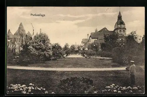 AK Leipzig, Zoologischer Garten, Parkanlage