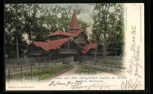 AK Berlin, Zoologischer Garten, Hirschhaus