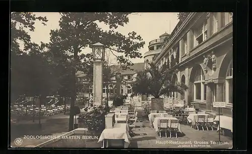 AK Berlin, Zoologischer Garten, Haupt-Restaurant, Grosse Terrasse