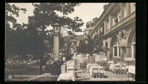 AK Berlin, Zoologischer Garten, Haupt-Restaurant, Grosse Terrasse