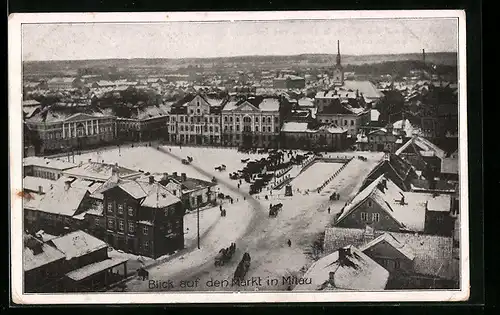 AK Mitau, Blick auf den Markt im Schnee von der Trinitatiskirche aus