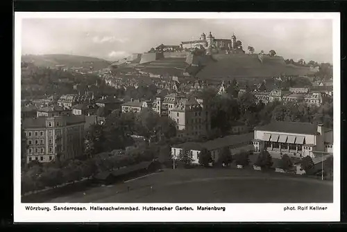 AK Würzburg, Sanderrosen, Hallenschwimmbad, Huttenscher Garten, Marienburg