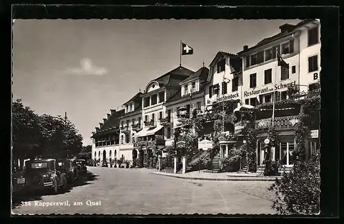 AK Rapperswil, am Quai mit Restaurant zum Schwert und Restaurant Steinbock