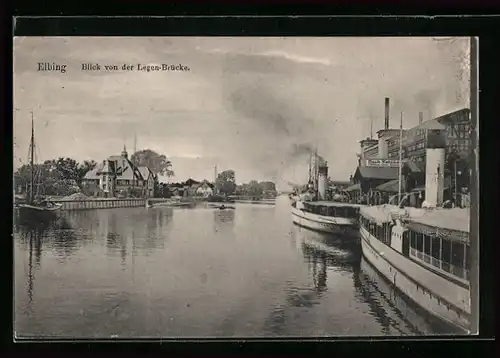 AK Elbing, Blick von der Legen-Brücke