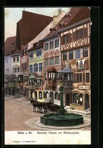 AK Stein a. Rh., Bemalte Häuser am Rathausplatz