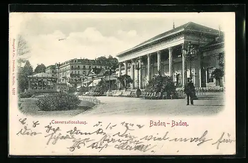 Relief-AK Baden-Baden, Conversationshaus mit Pavillon