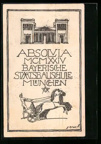 AK München, Absolvia MCMXXIV Bayerische Staatsbauschule