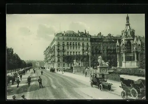 AK Genève, Le Monument de Brunswick et le Quai du Mont-Blanc