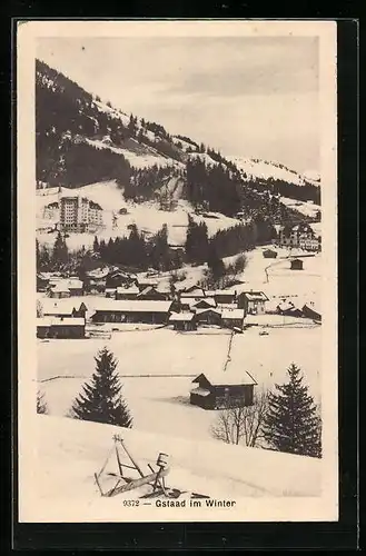 AK Gstaad, Ortsansicht im Winter