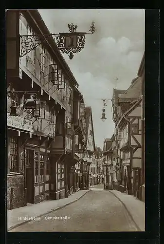 AK Hildesheim, Schuhstrasse mit Gasthaus zum Ausspann