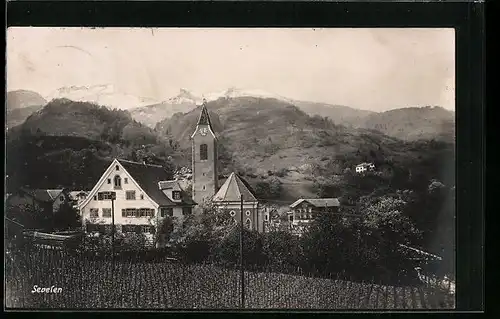 AK Sevelen, Teilansicht mit Kirche