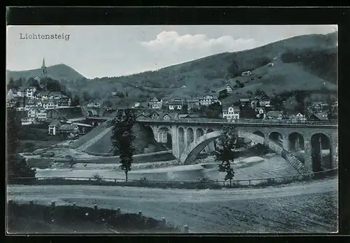 AK Lichtensteig, Ortsansicht mit Brücke