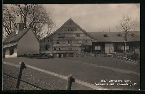 AK Stoos, Gasthaus zum Stoss mit Schlachtkapelle