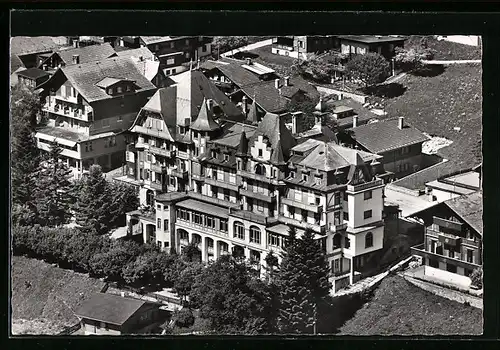 AK Adelboden, Hotel National aus der Vogelschau