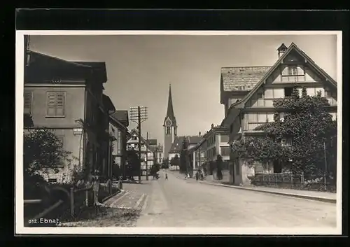 AK Ebnat, Strassenpartie mit Kirche